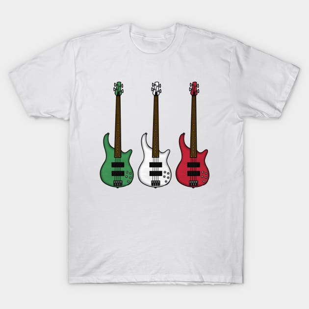 Bass Guitar Italian Flag Bassist Musician Italy T-Shirt by doodlerob